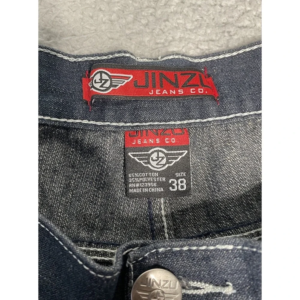 Vintage Y2K Jinzu Shorts Mens 38 Blue Denim Jorts Wide Leg Baggy Skater‎ Shorts